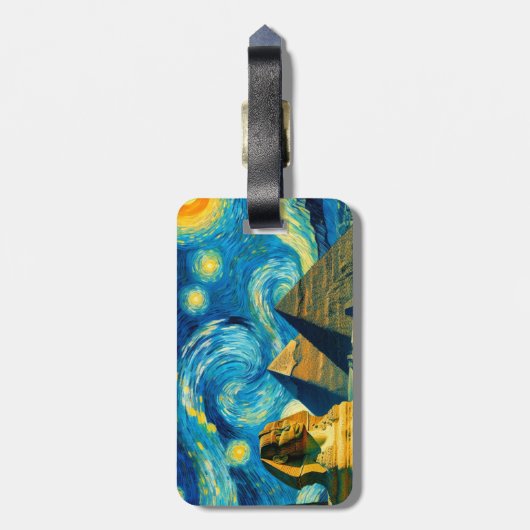 Étiquette À Bagage Pyramides nocturnes étoilées Sphinx Egypte (Dos Vertical)