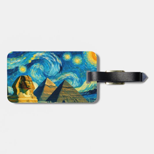 Étiquette À Bagage Pyramides nocturnes étoilées Sphinx Egypte (Dos horizontal)