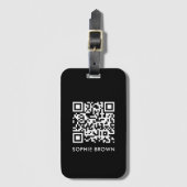 Étiquette À Bagage QR Code Black Modern Style Virtual Contact perdu (Devant Vertical)