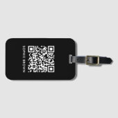 Étiquette À Bagage QR Code Black Modern Style Virtual Contact perdu (Devant Horizontal)