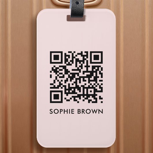 Étiquette À Bagage QR Code Blush Rose Feminine Scannable Contact perd