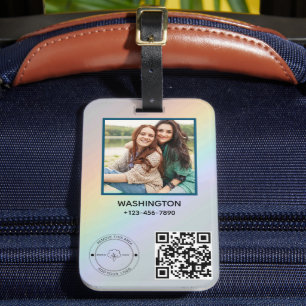Étiquette À Bagage Qr Code Business Logo Nom image Titre Détails