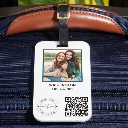 Étiquette À Bagage Qr Code Business Logo Nom image Titre Détails (Insitu Rectoal 2)