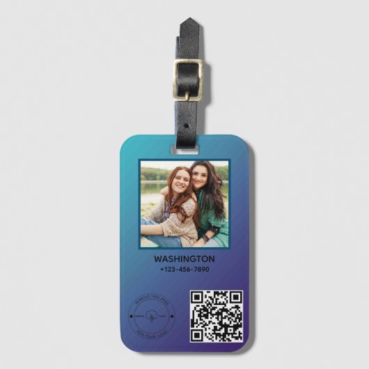 Étiquette À Bagage Qr Code Business Logo Nom image Titre Détails (Devant Vertical)