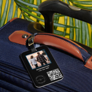 Étiquette À Bagage Qr Code Business Logo Nom image Titre Détails