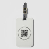 Étiquette À Bagage QR Code Modern Grey Site professionnel (Devant Vertical)