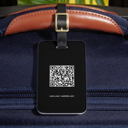 Étiquette À Bagage QR Code, Nom & Information, Noir & Blanc, Élégant (Insitu Rectoal 2)