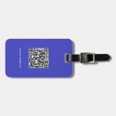 Étiquette À Bagage QR Code, Nom & Infos, Bleu & Blanc, Élégant (Devant horizontal)