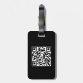Étiquette À Bagage QR Code Simple Minimal Logo Nom Détails (Dos Vertical)