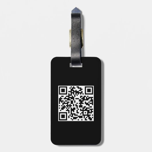 Étiquette À Bagage QR Code Simple Minimal Logo Nom Détails (Dos Vertical)