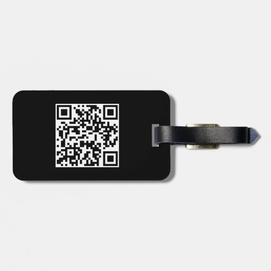 Étiquette À Bagage QR Code Simple Minimal Logo Nom Détails (Dos horizontal)