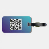Étiquette À Bagage QR Code Simple Minimal Logo Nom Détails (Dos horizontal)