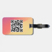 Étiquette À Bagage QR Code Simple Minimal Logo Nom Détails (Dos horizontal)