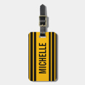 Étiquette À Bagage Quad Stripe Orange Personnalisé (Devant Vertical)