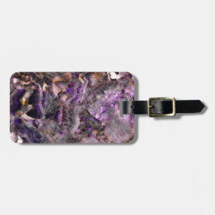 Étiquette À Bagage Quartz d'Améthyste violet Abstrait, granit violet