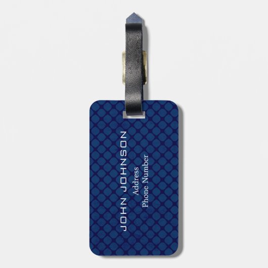 Étiquette À Bagage Quatre bandes Monogramme Bleu et Or ID207 (Dos Vertical)