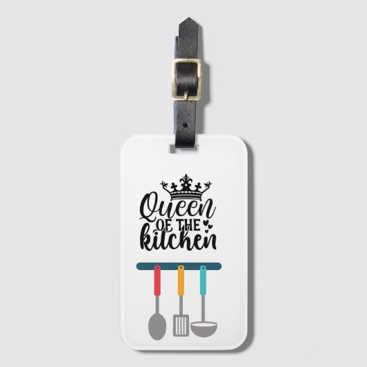Étiquette À Bagage Queen of the Kitchen avec cuillère à cuisine (Devant Vertical)