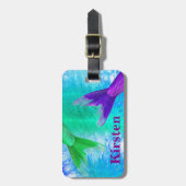 Étiquette À Bagage Queues de sirène et échelles mignonnes de bleu (Devant Vertical)