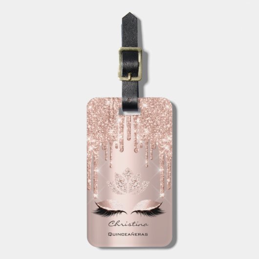 Étiquette À Bagage Quinceañeras Sweet 16e perche de diamant étincelan (Devant Vertical)