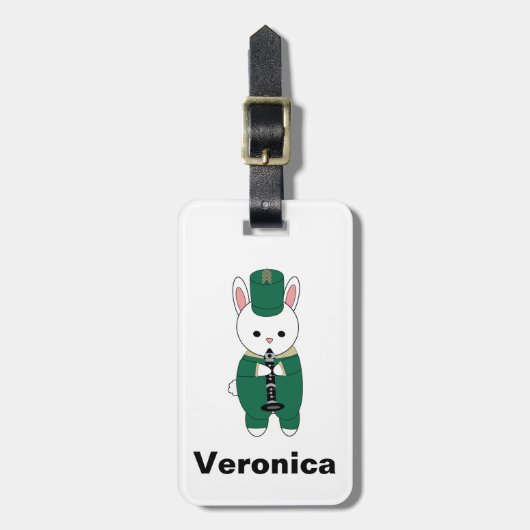 Étiquette À Bagage Rabbit Clarinet Marching Band Personnaliser Green (Devant Vertical)