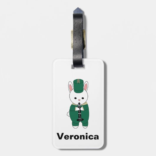 Étiquette À Bagage Rabbit Clarinet Marching Band Personnaliser Green (Dos Vertical)