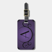 Étiquette À Bagage raffinement en monogramme violet (Devant Vertical)