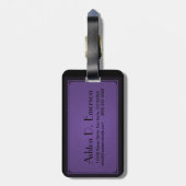Étiquette À Bagage raffinement en monogramme violet (Dos Vertical)