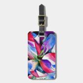 Étiquette À Bagage Rainbow Azalea fleur aquarelle originale (Devant Vertical)