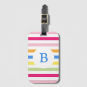 Étiquette À Bagage Rainbow Candy Stripes Modern Monogram (Devant Vertical)