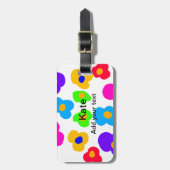 Étiquette À Bagage Rainbow flower pride amour ajouter nom texte lqbtq (Devant Vertical)