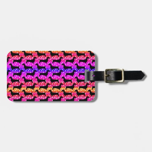 Étiquette À Bagage Rainbow Polka Dachshunds (Devant horizontal)