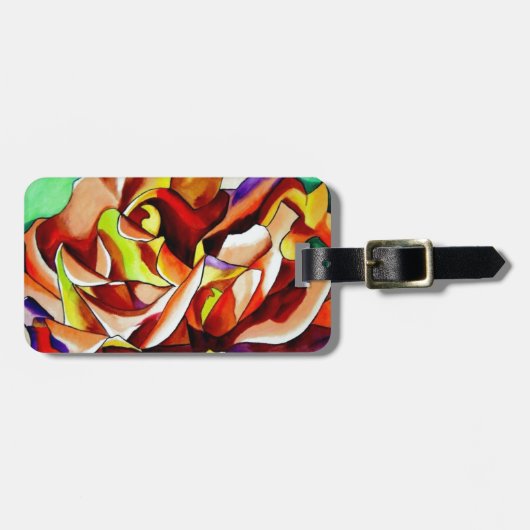 Étiquette À Bagage Rainbow Sunset Rose watercolor original (Devant horizontal)