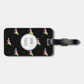 Étiquette À Bagage Rainbow Unicorns & Gold Stars Motif (Dos horizontal)