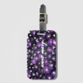 Étiquette À Bagage Raisins Violets Motifs de Fruits Abstrait Nom Pers (Devant Vertical)