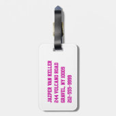 Étiquette À Bagage Ramasseur de Balle de Volley en Rose (Dos Vertical)