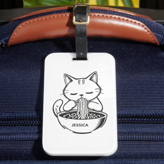 Étiquette À Bagage Ramen Cat – Kawaii Japanese Anime Personalized (Insitu Rectoal 2)