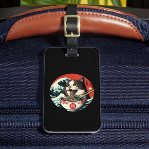 Étiquette À Bagage Ramen de chat Art japonais Style vintage