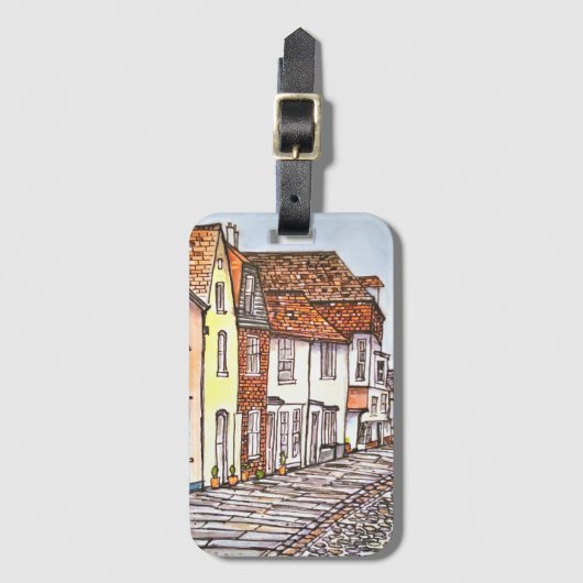 Étiquette À Bagage Rangée de maisons (Devant Vertical)