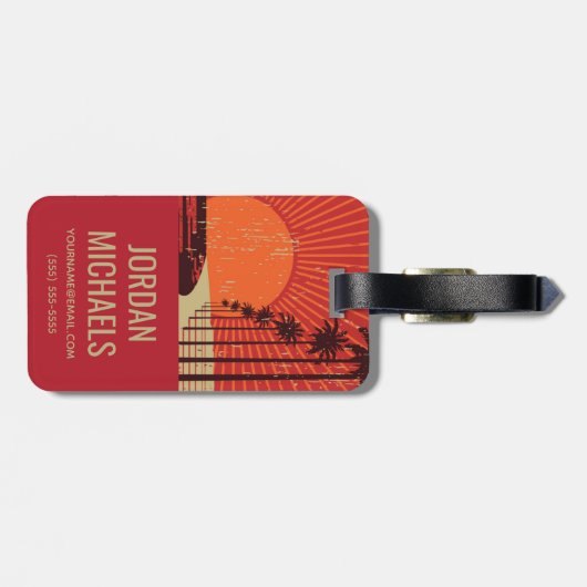 Étiquette À Bagage Rangée de palmier (Dos horizontal)