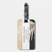 Étiquette À Bagage Raphia d'or - frondes de paume (Dos Vertical)