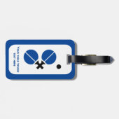 Étiquette À Bagage Raquettes de ping-pong de ping-pong et bleu boule (Dos horizontal)