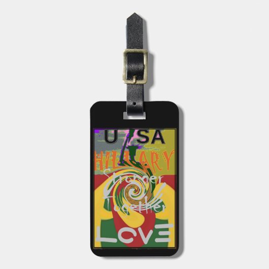 Étiquette À Bagage Rasta Couleurs Rouge or Vert Hillary Art Imprimer (Devant Vertical)