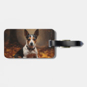 Étiquette À Bagage Rat Terrier à l'automne Feuilles automne Inspire (Dos horizontal)