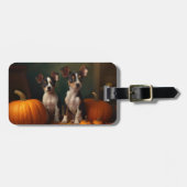 Étiquette À Bagage Rat Terrier Chiot Automne Citrouille délice (Devant horizontal)