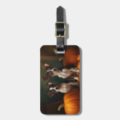 Étiquette À Bagage Rat Terrier Chiot Automne Citrouille délice (Devant Vertical)