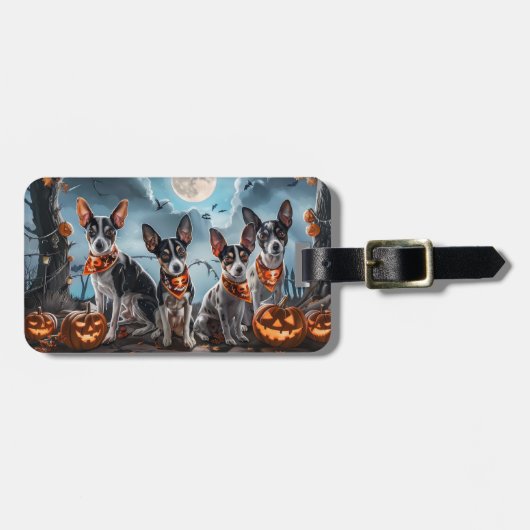 Étiquette À Bagage Rat Terrier Halloween Épouvantable  (Devant horizontal)