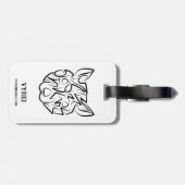 Étiquette À Bagage Rat tribal noir et blanc (Dos horizontal)