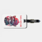 Étiquette À Bagage Raton laveur vif avec lunettes (Dos horizontal)