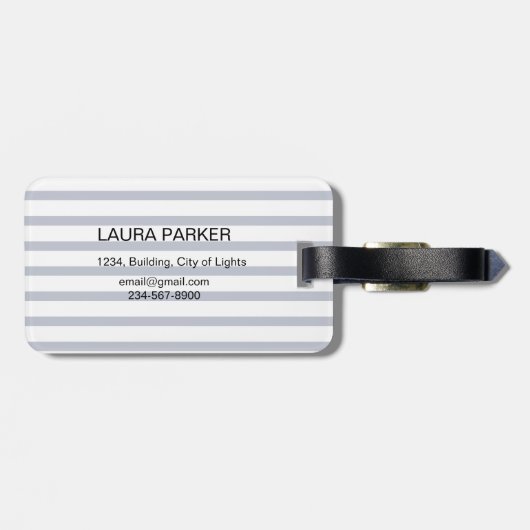 Étiquette À Bagage Rayé chic moderne d'initiale de monogramme de (Dos horizontal)