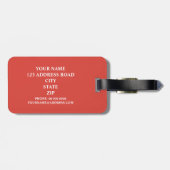 Étiquette À Bagage Rayé orange de noir, de blanc et de fiesta (Dos horizontal)